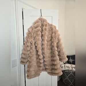 Women's Faux Fur Coat Nude Size:L
